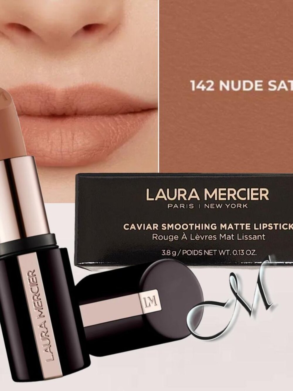 Laura Mercier Caviar Smoothing Matte Lipstick* ~ 143 Nude Sateen (Peach)3.8g NIB